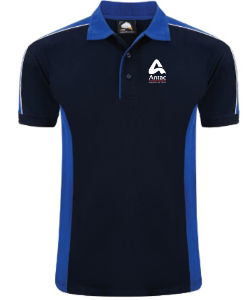 Avocet Two-Tone 50/50 Polycotton Polo Navy Royal Inc LHB EMB