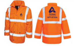 Hi Vis Road Safety Jacket Orange 2 x Navy Vinyl F&B 